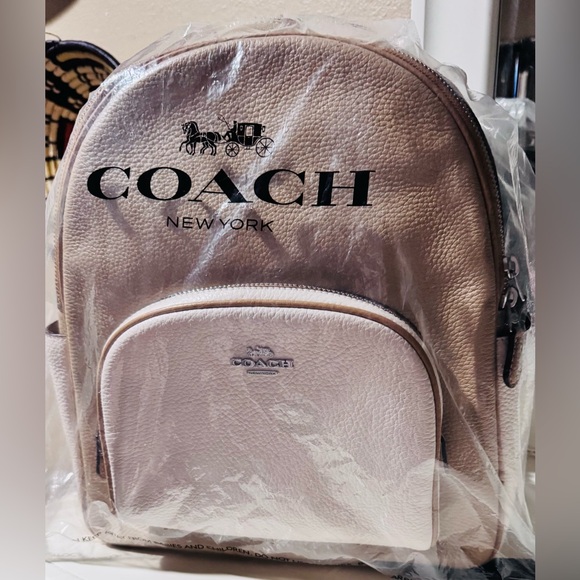 Coach Handbags - Coach Beige Leather Backpack